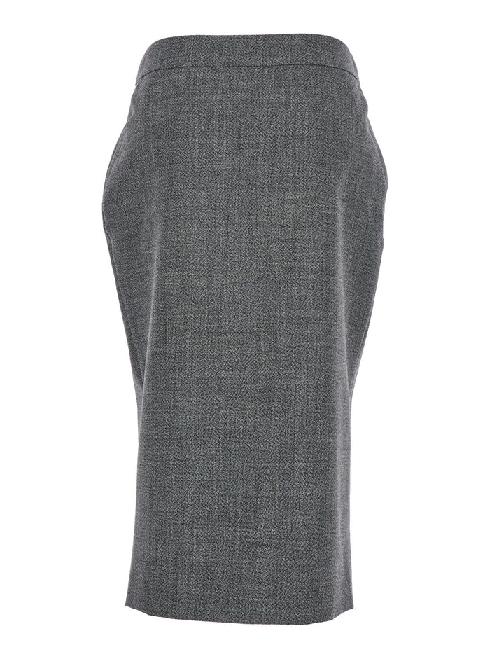 Grey Skirt With Button Closure Wool Woman
