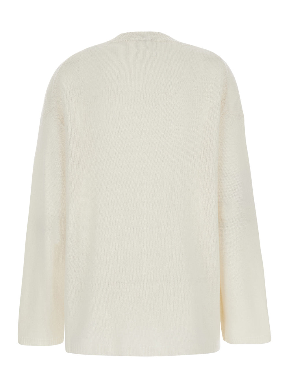 White Relaxed Crewneck Sweater in Cashmere Woman Jersey