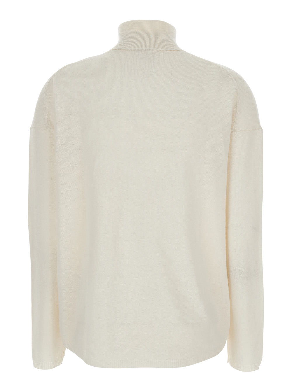 White High Neck Sweater With Dropped Shoulders Cashmere Woman Jersey
