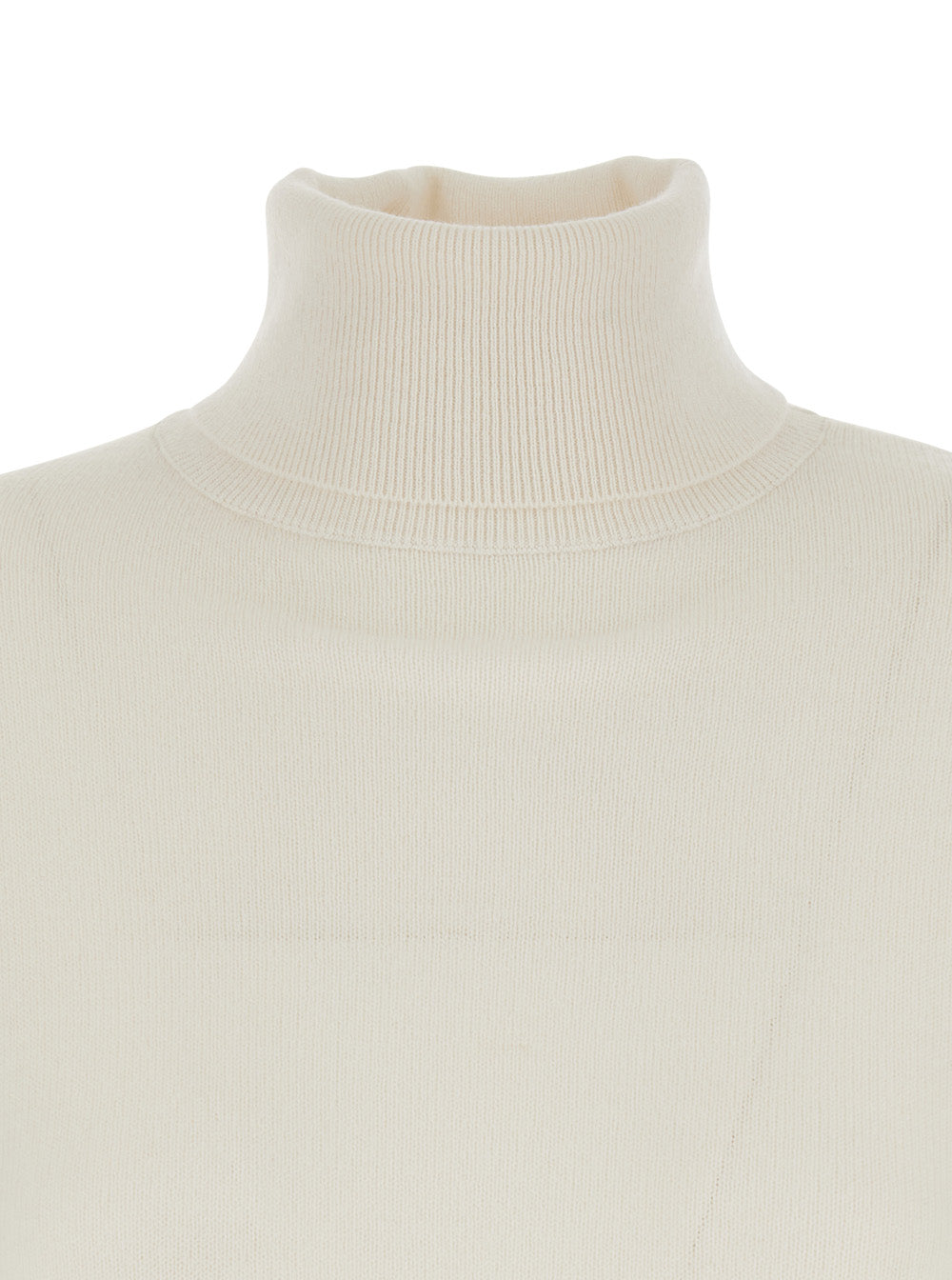 White High Neck Sweater With Dropped Shoulders Cashmere Woman Jersey