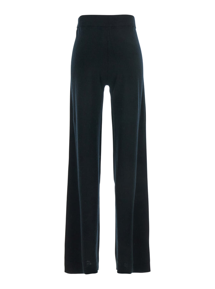 Black High Waisted Trousers in Cashmere and Wool Blend Woman Virgin