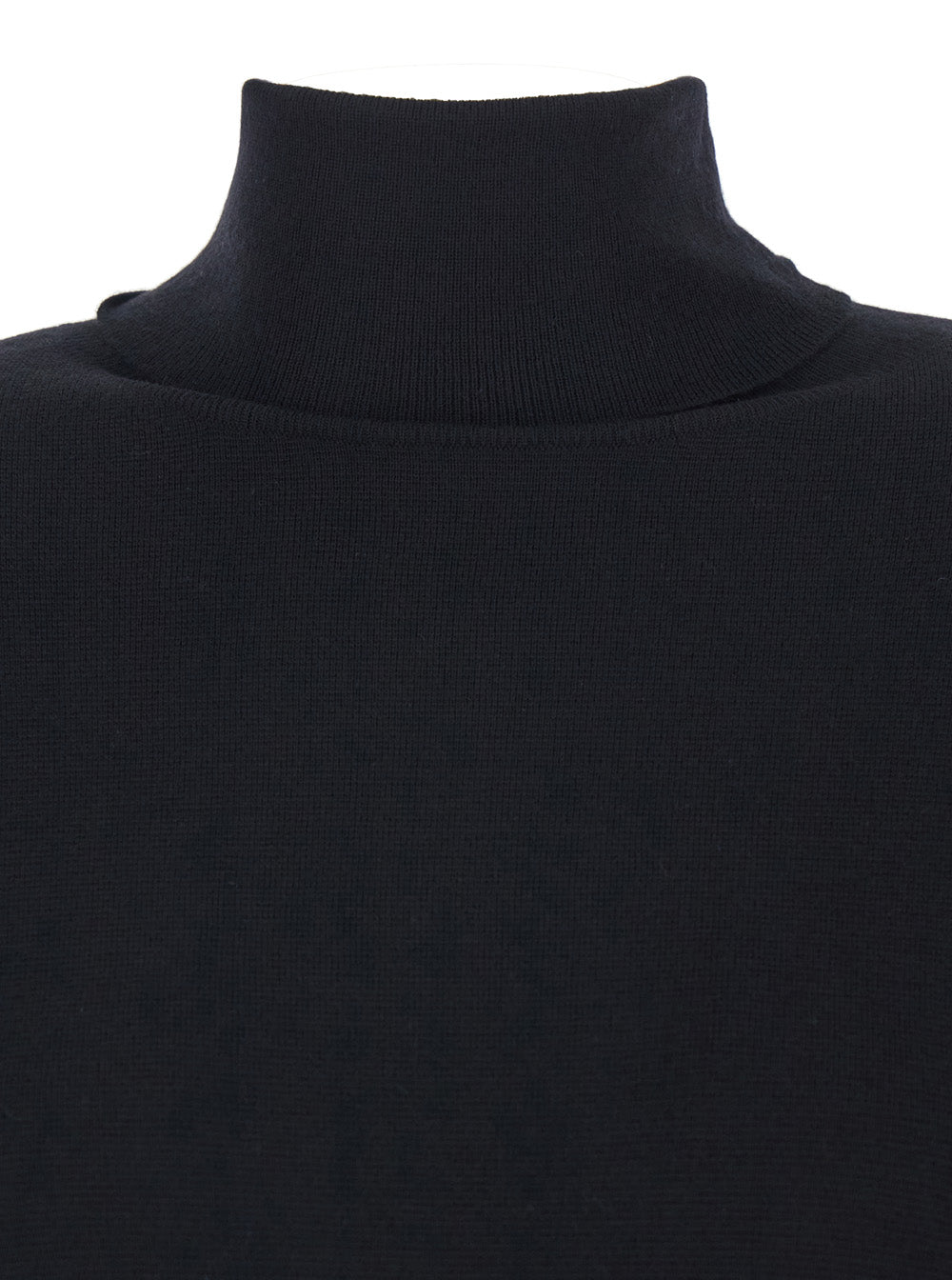 Black Turtneleck Dress with Straight Hem in Wool Woman Virgin