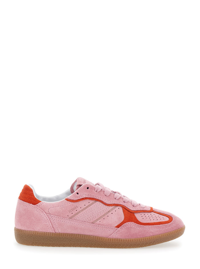 Tb.490 Pink Low Top Sneakers With Embossed Logo On The Side And Perforated Details Leather Woman Cow