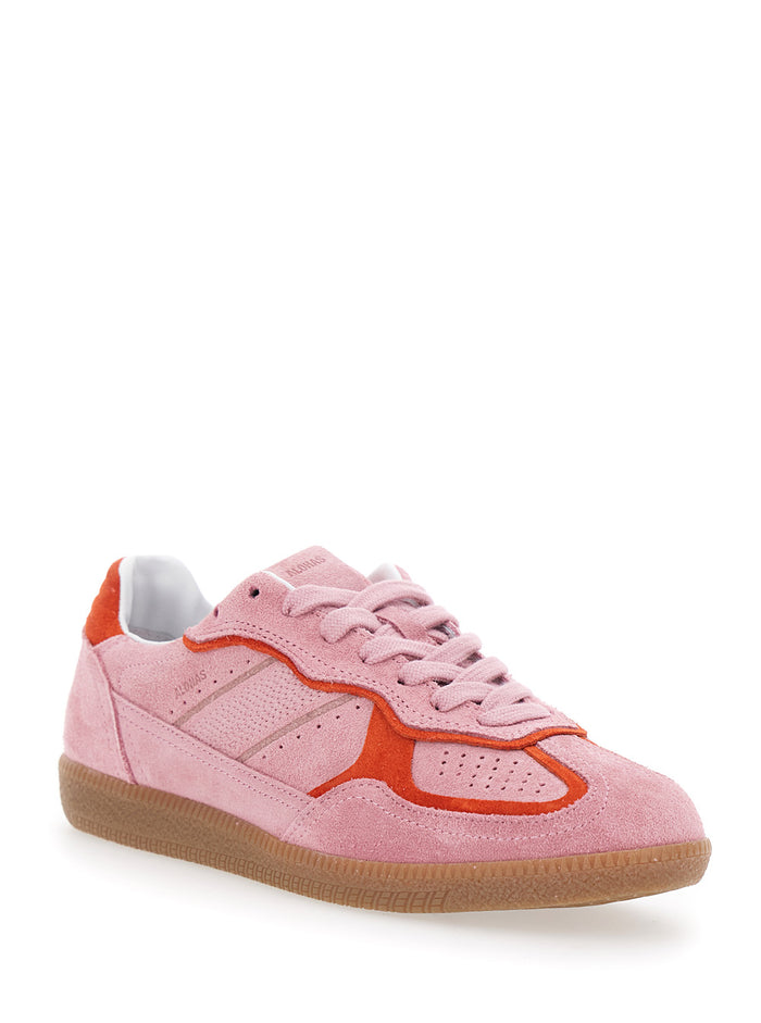 Tb.490 Pink Low Top Sneakers With Embossed Logo On The Side And Perforated Details Leather Woman Cow