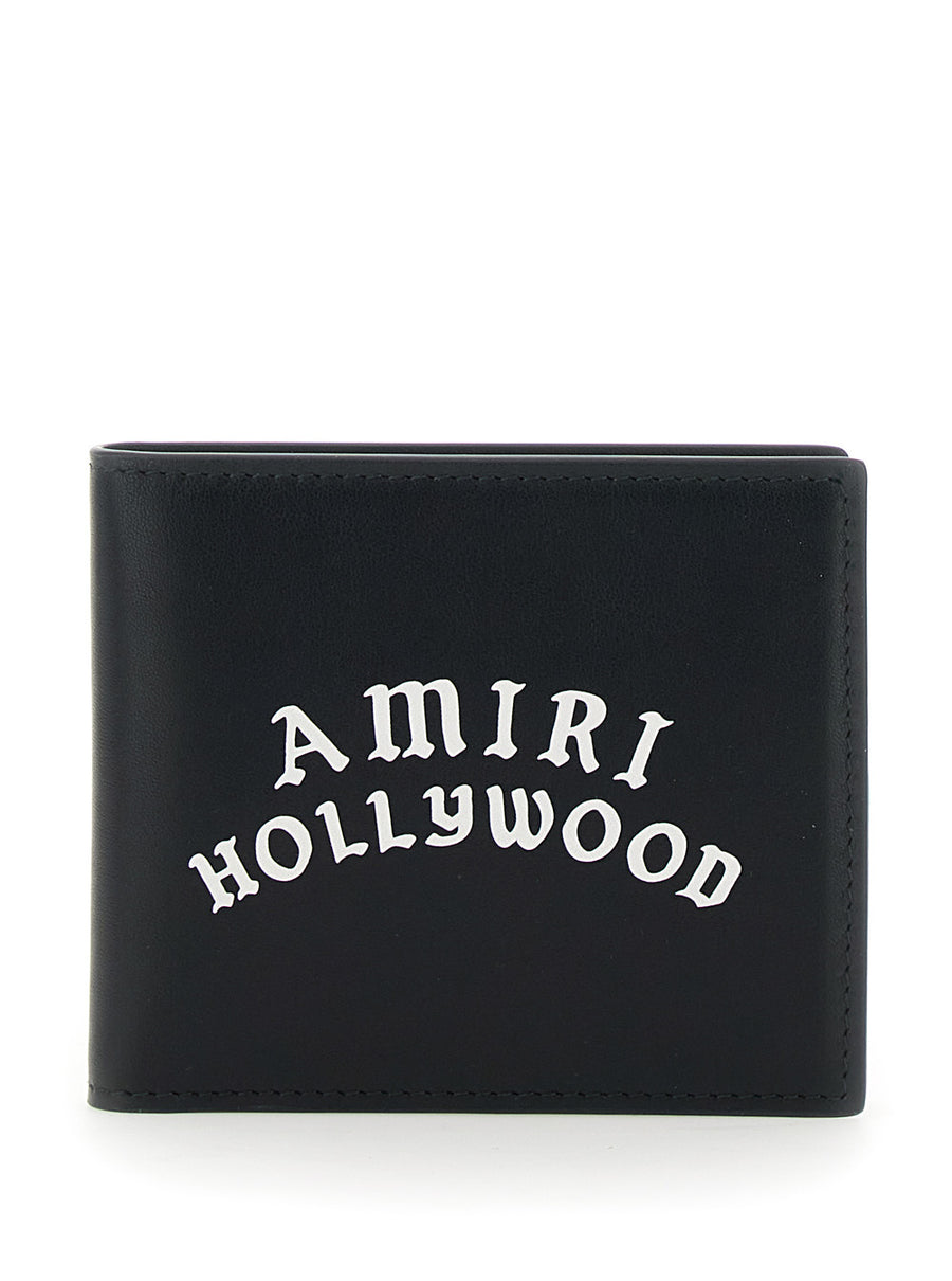 Bi-Fold Wallet With Logo Lettering Black Bovine