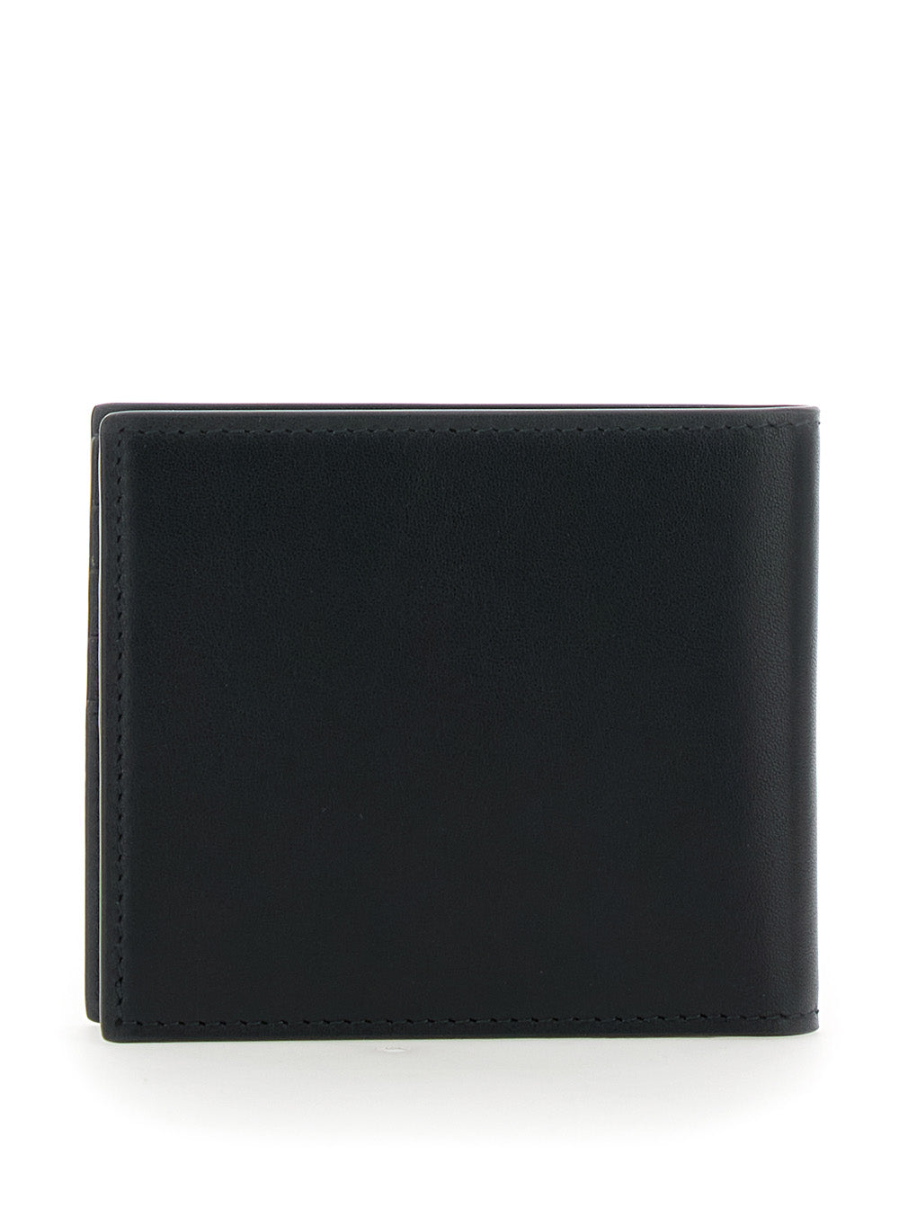 Bi-Fold Wallwt with Logo Lettering on the Front in Leather Man Black Bovine Products