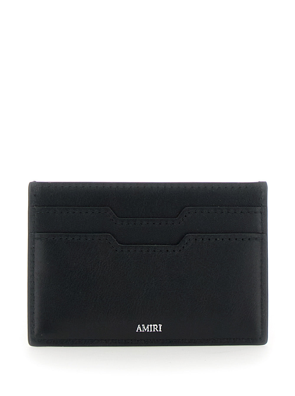 Black Card Holder with Logo Lettering on the Front and Embossed Rear in Leather Man Bovine Products