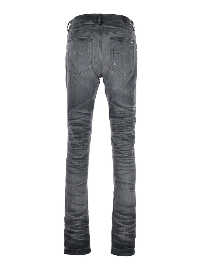 Grey Jeans With Tear Design And Belt Loops Cotton Man