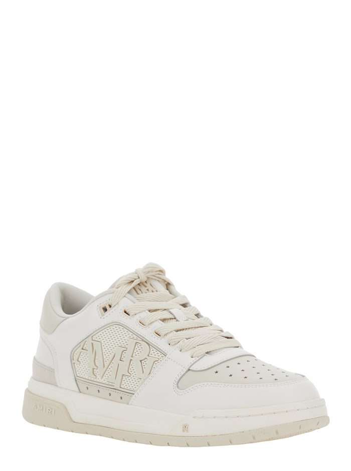 White Low Top Sneakers With Logo Lettering Leather Man Bovine