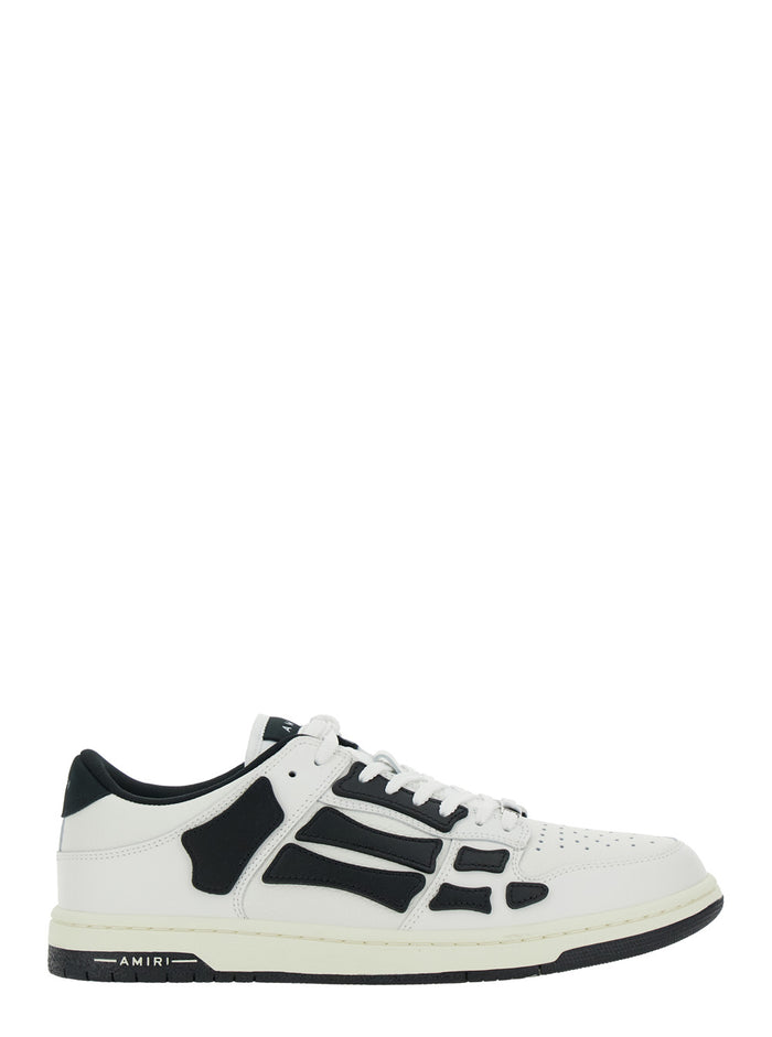 Skel Top Low Black And White Sneakers With Logo Patch On Thetongue Contrasting Details The Side Leather Man White/black Bovine