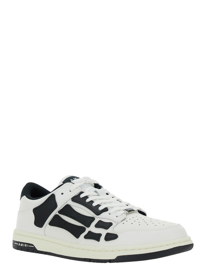 Skel Top Low Black And White Sneakers With Logo Patch On Thetongue Contrasting Details The Side Leather Man White/black Bovine