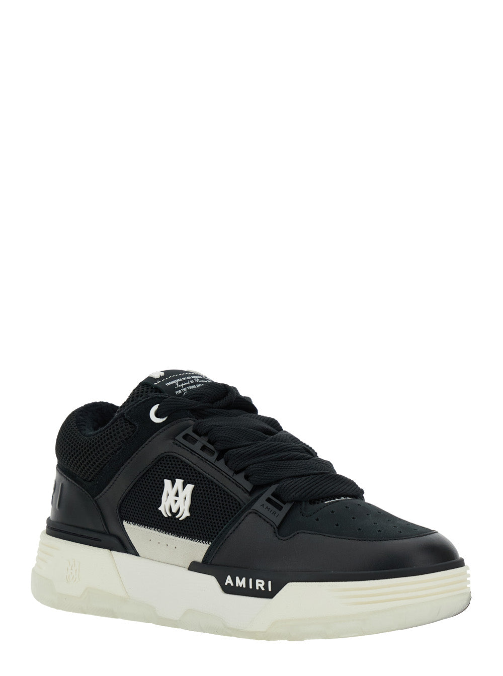 Black Low Top Sneakers With Logo Patch On The Tongue And Lettering Heel Leather Man Bovine
