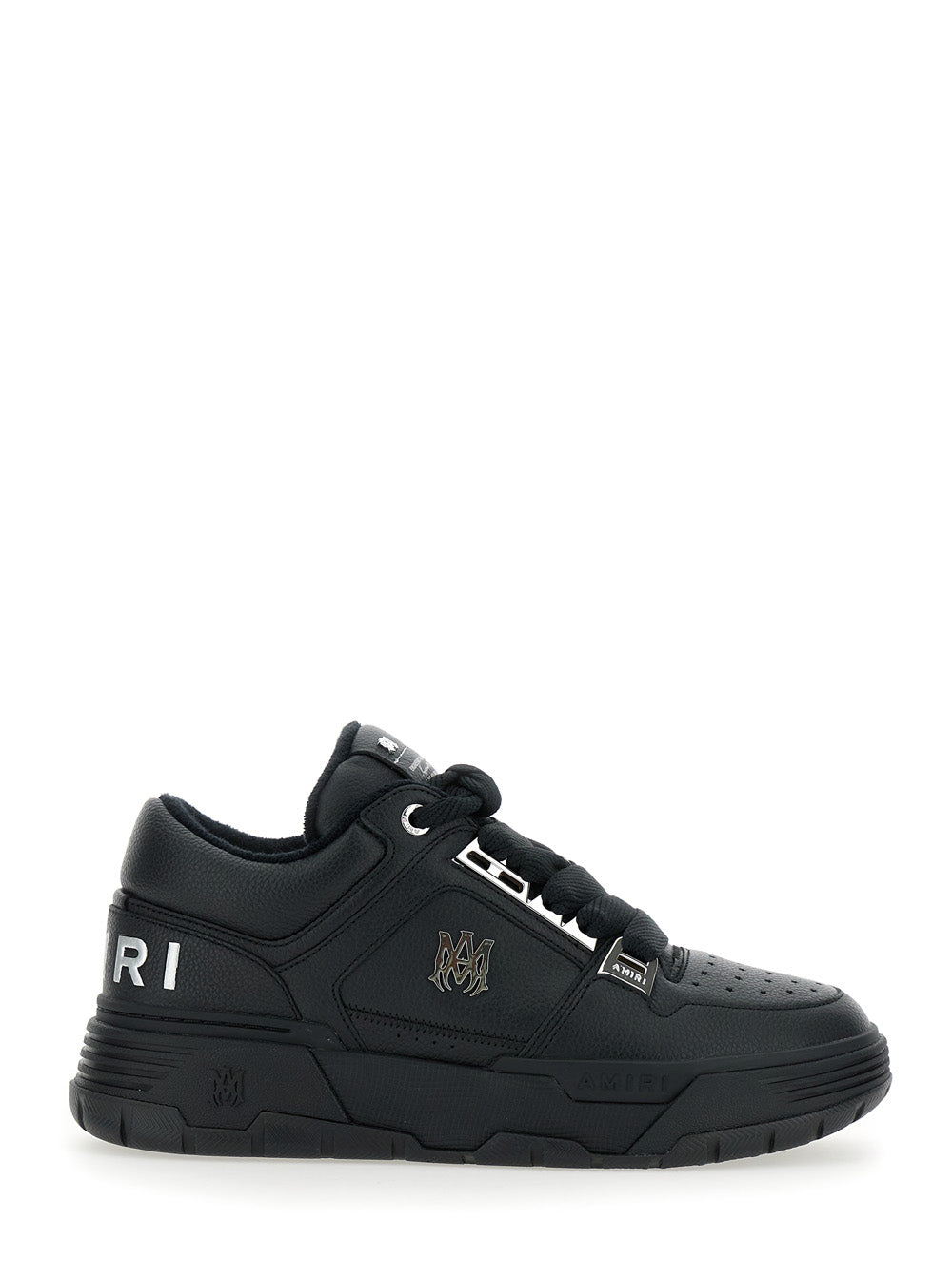 Black Sneakers With Logo Patch On The Side And Lettering Rear Leather Man Bovine