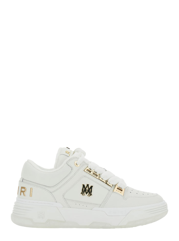 White Sneakers With Logo Patch On The Side And Lettering Rear Leather Man Bovine