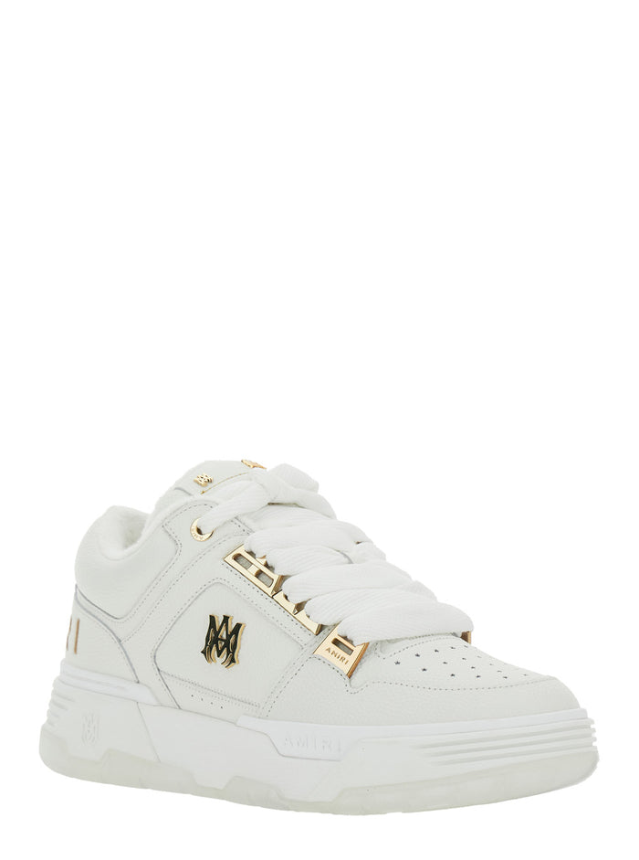 White Sneakers With Logo Patch On The Side And Lettering Rear Leather Man Bovine