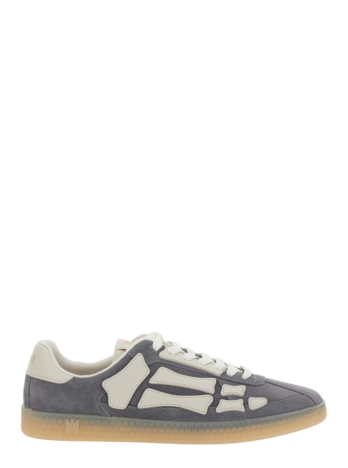 Pacific Bones Grey Low Top Sneakers With Logo Patch On The Tongue And Lettering Heel Leather Man Calf