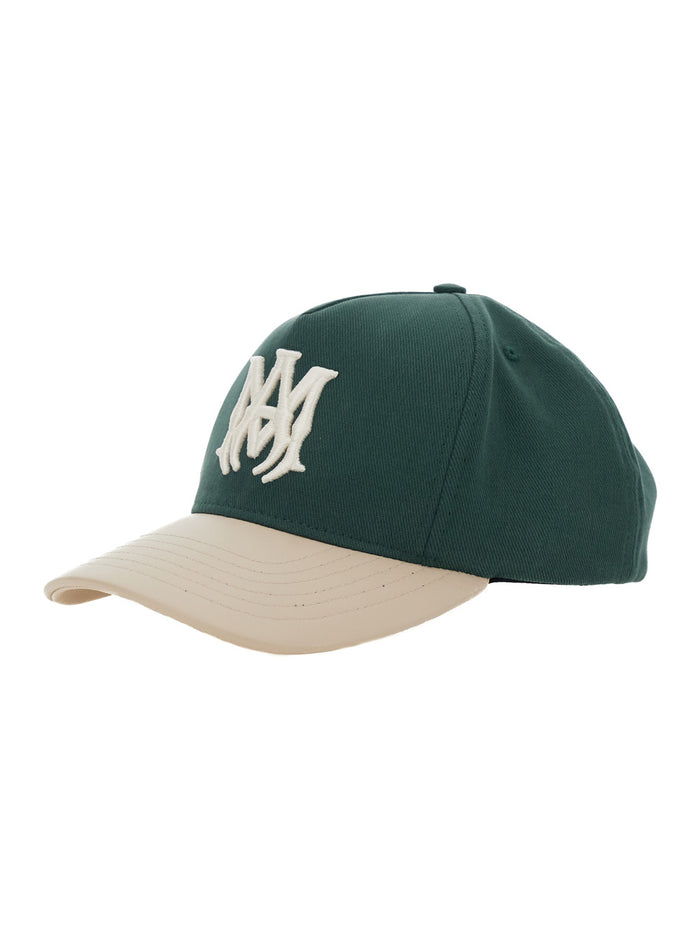 Green Baseball Cap With Contrasting Brim And Logo Embroidery On The Front Cotton Man Hats Gloves