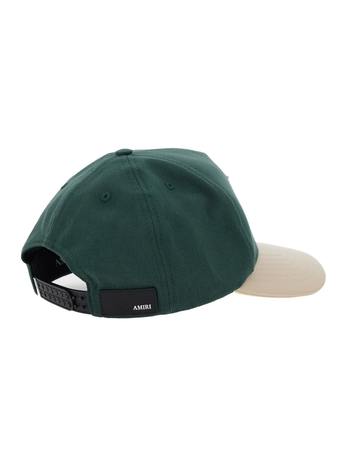 Green Baseball Cap With Contrasting Brim And Logo Embroidery On The Front Cotton Man Hats Gloves