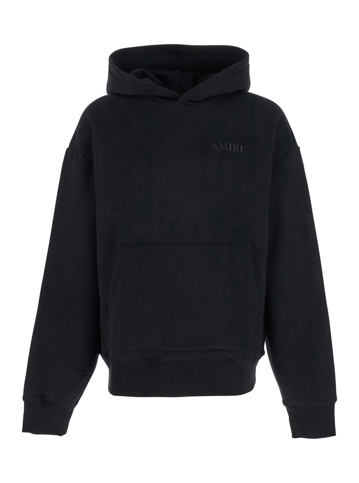 Black Hoodie With Fixed Hood And Logo Lettering On Front Rear Cotton Man Sweatshirts