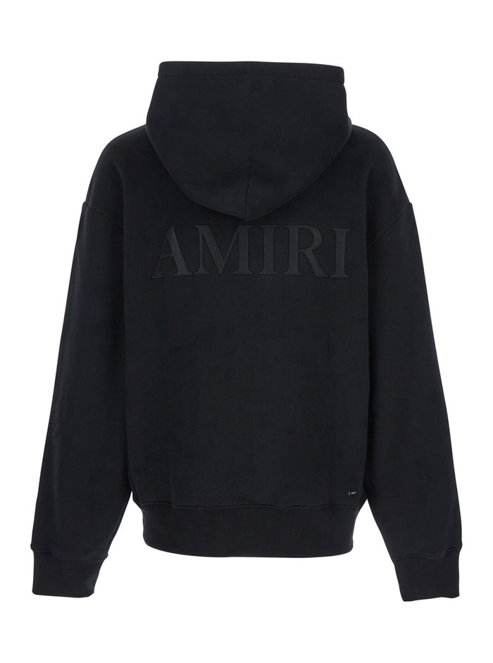 Black Hoodie With Fixed Hood And Logo Lettering On Front Rear Cotton Man Sweatshirts