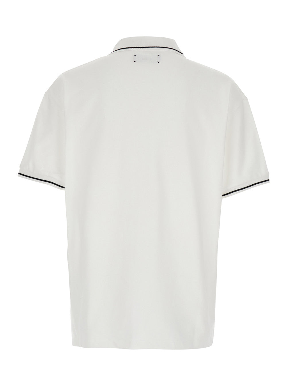 White Polo Shirt With Classic Collar And Logo Lettering Embroidery On The Front In Cotton Man Tshirts