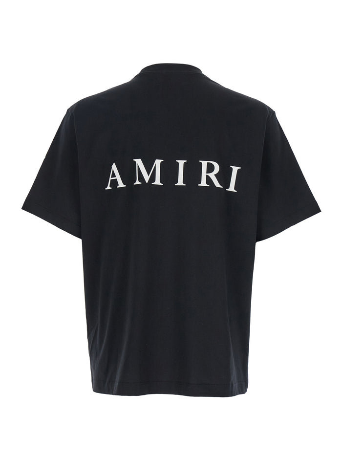 Black Crewneck T-Shirt With Logo Print On The Front And Lettering Rear Cotton Man Tshirts Polo Shirts