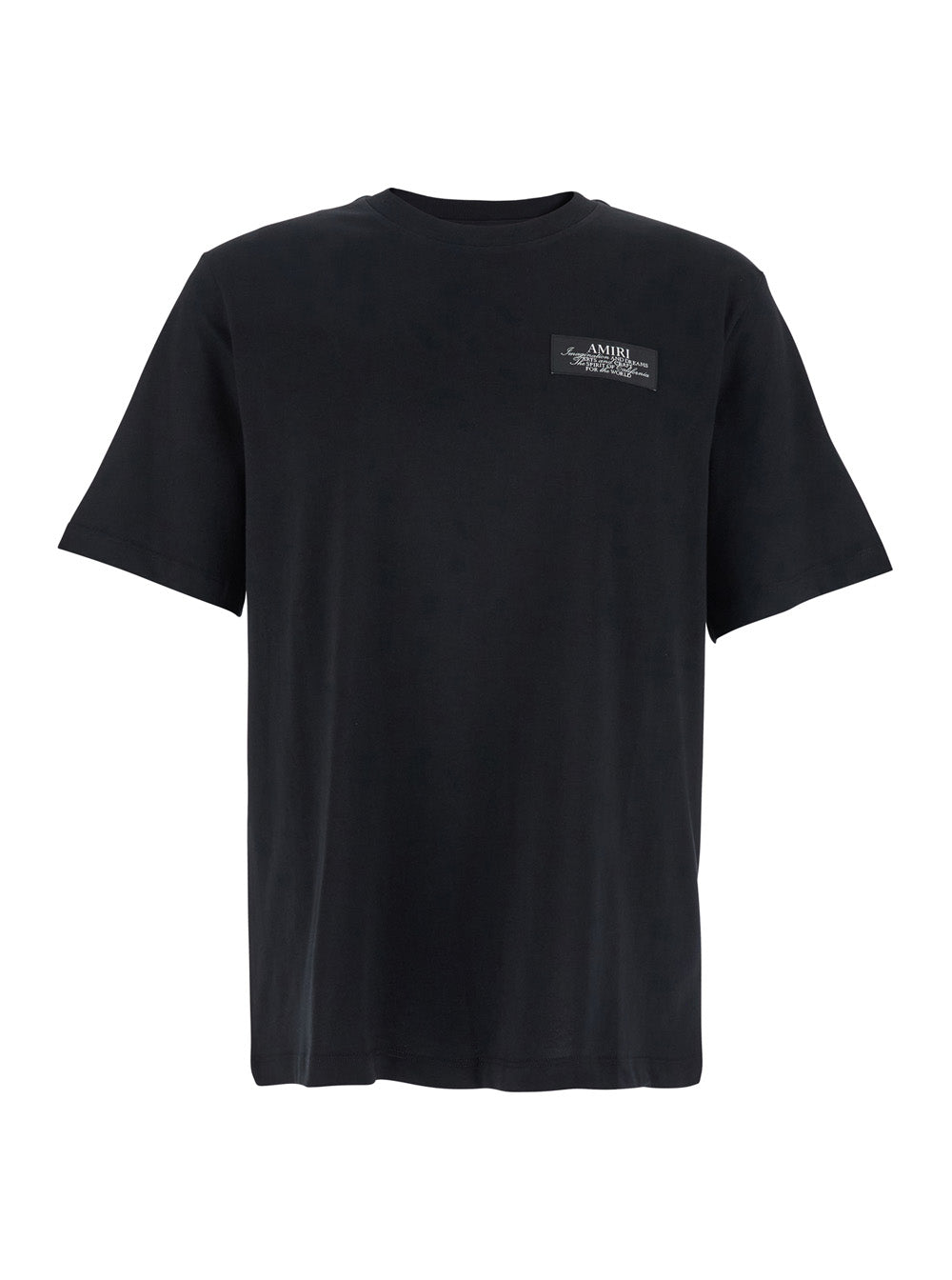 Black Crewneck T-Shirt With Logo Patch On The Front And Maxi Print Rear Cotton Man Tshirts Polo Shirts