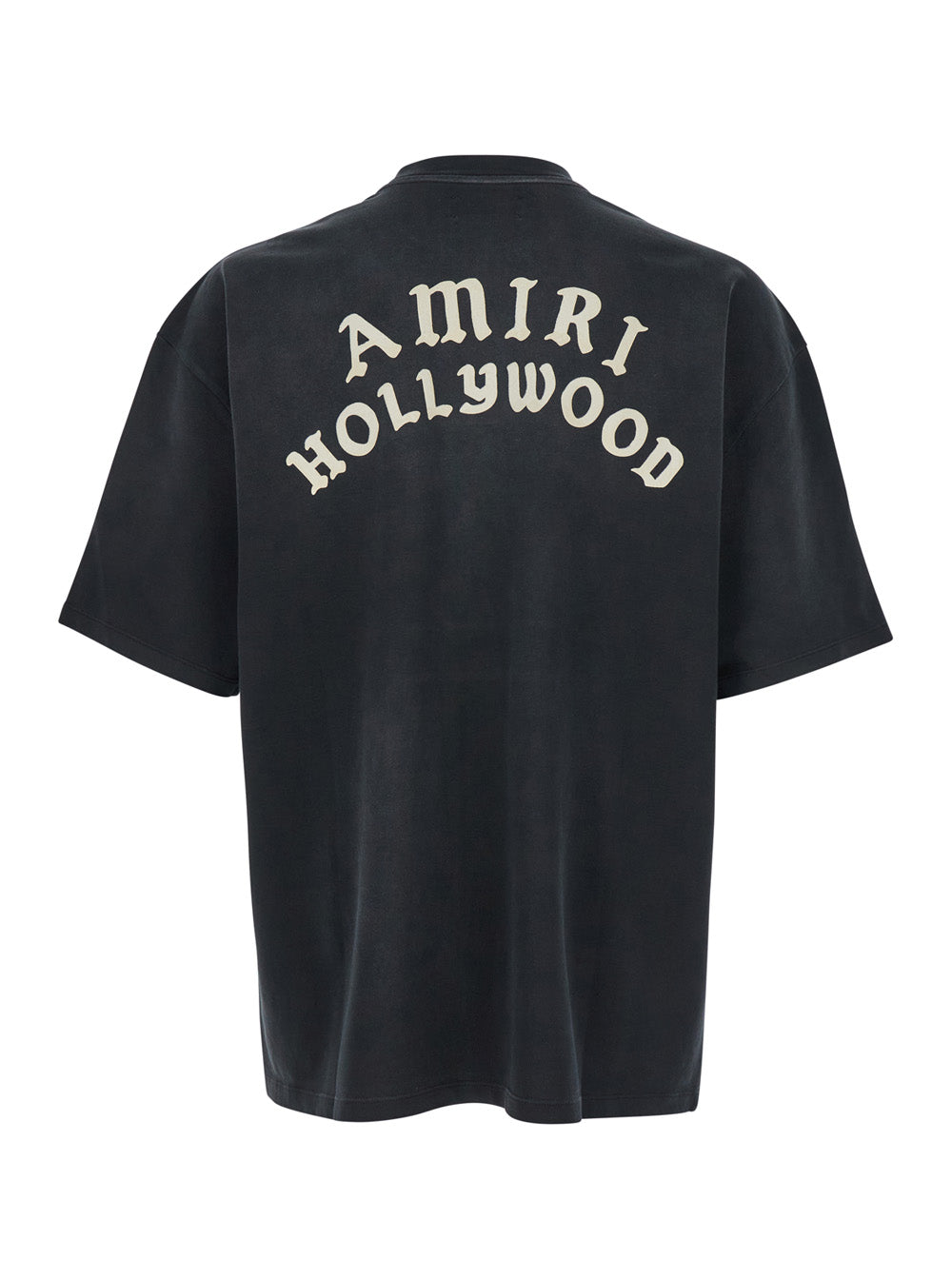 Black Crewneck T-Shirt With Logo Lettering On Front And Rear Cotton Man Tshirts Polo Shirts