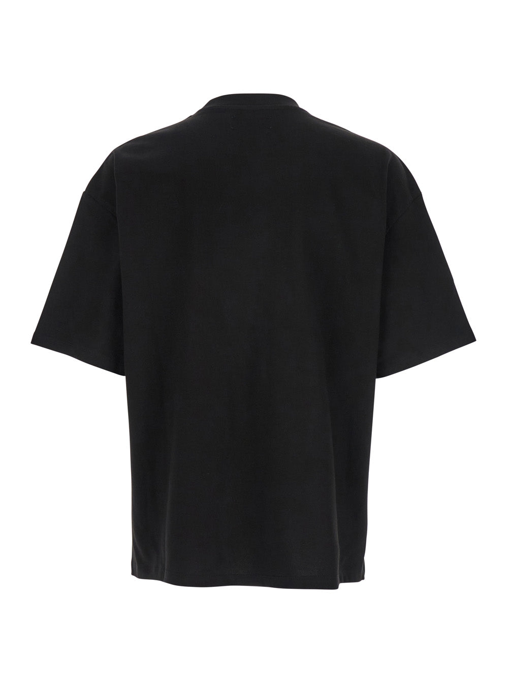 Black Crewneck T-Shirt With Logo Embroidery On The Front Cotton Man Tshirts And Polo Shirts