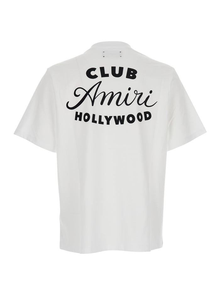 White Crewneck T-Shirt With Logo Lettering On The Front And Maxi Print Rear Cotton Man Tshirts Polo Shirts