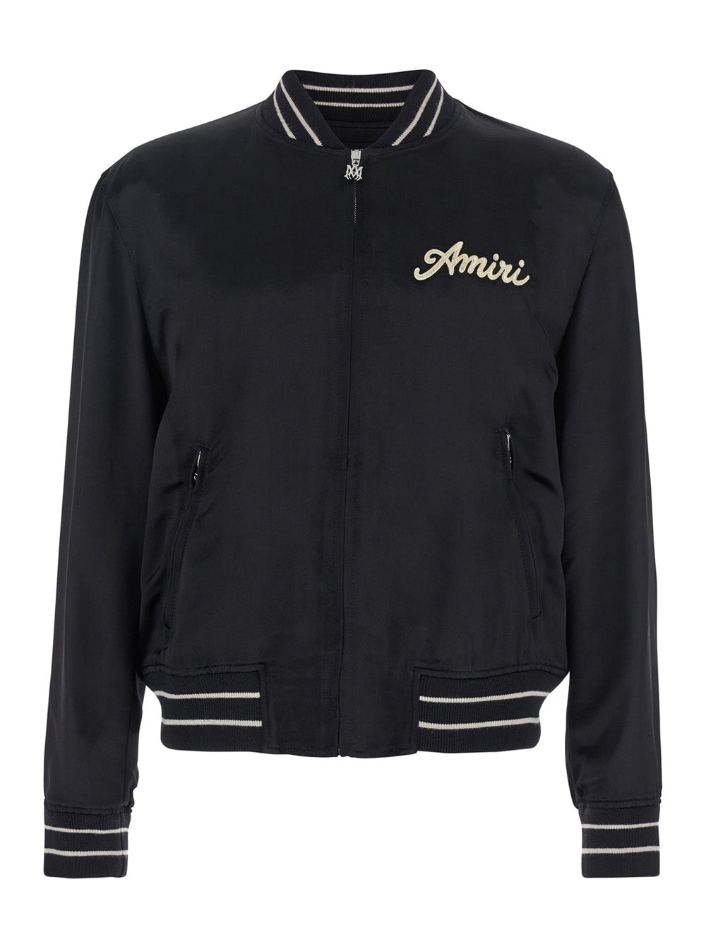 Black Jacket With Logo On The Front And Back Tech Fabric Man Viscose