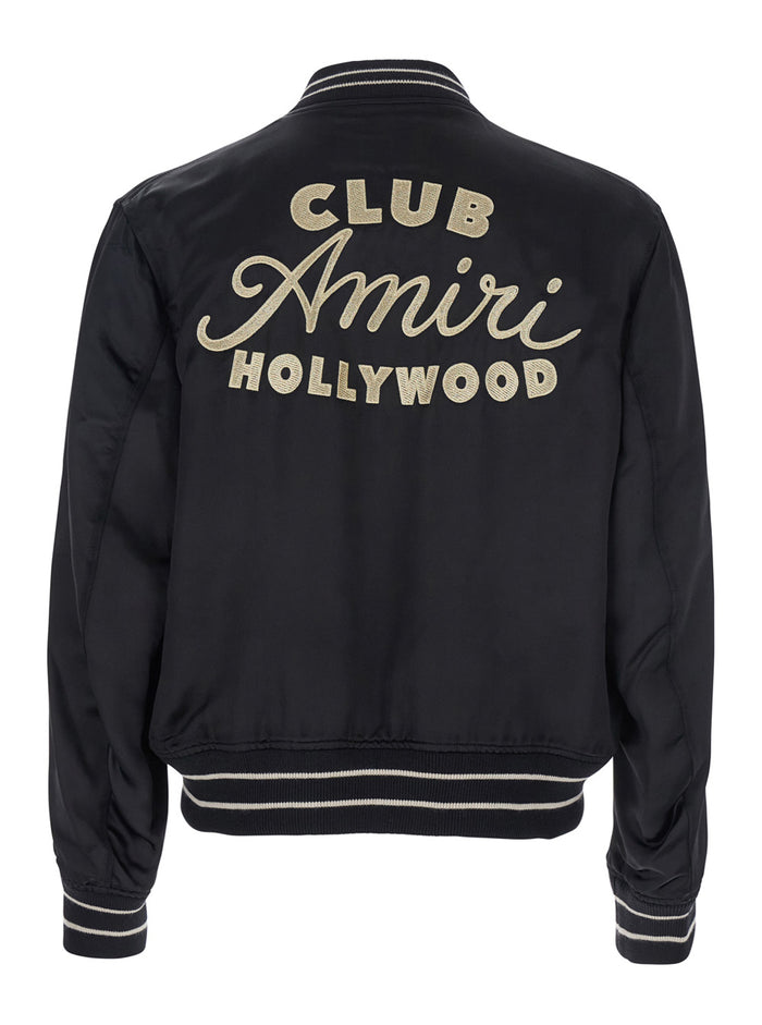 Black Jacket With Logo On The Front And Back Tech Fabric Man Viscose