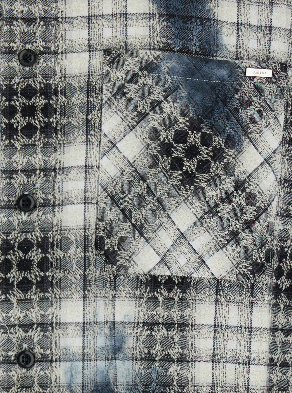 Grey Shirt with Check Pattern and Logo Lettering on the Back in Flannel Man Cotton Blouses