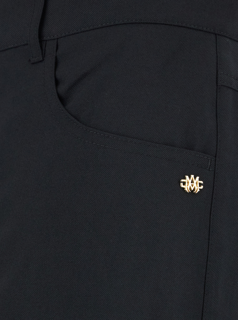 Black Pants With Flared Leg And Logo Plaque On The Pocket Fabric Man Polyester Wool Trousers
