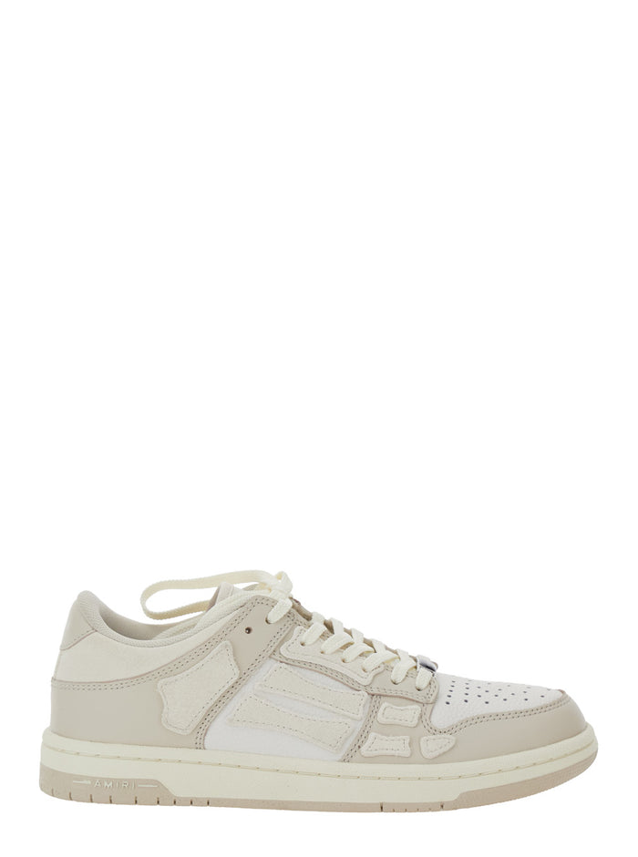 Skel Top Low Beige Sneakers With Logo Patch On Thetongue And Contrasting Details The Side Leather Woman Bovine