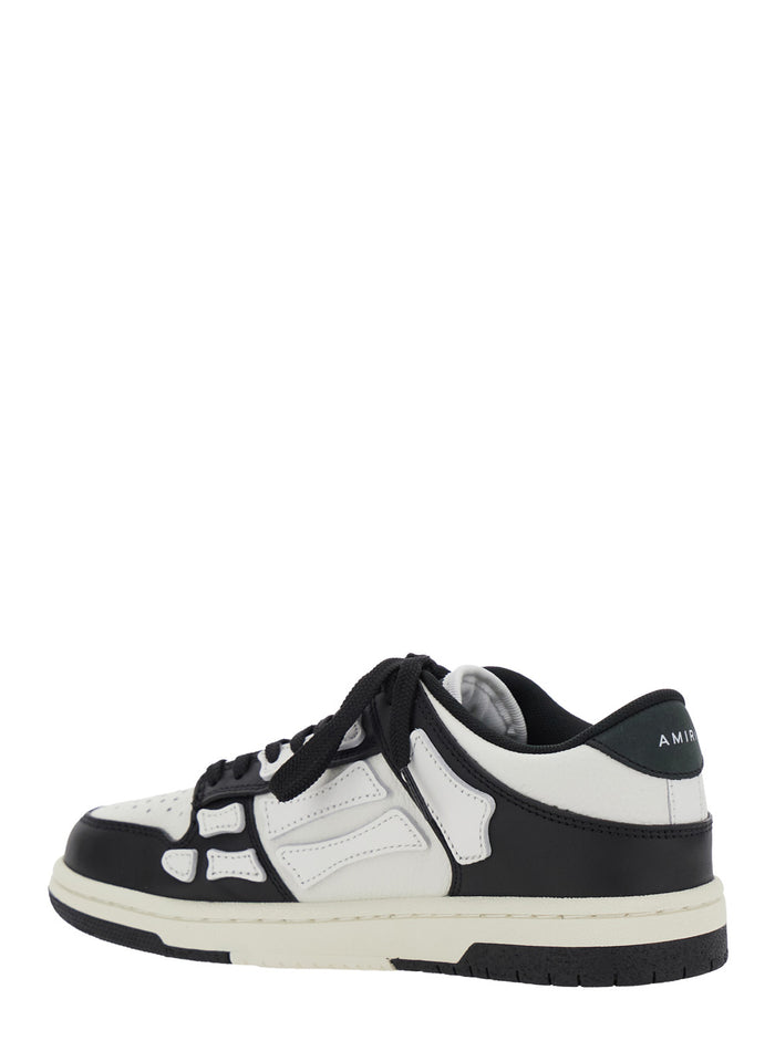 Skel Top Low Black And White Sneakers With Logo Patch On Thetongue Contrasting Details The Side Leather Woman White/black