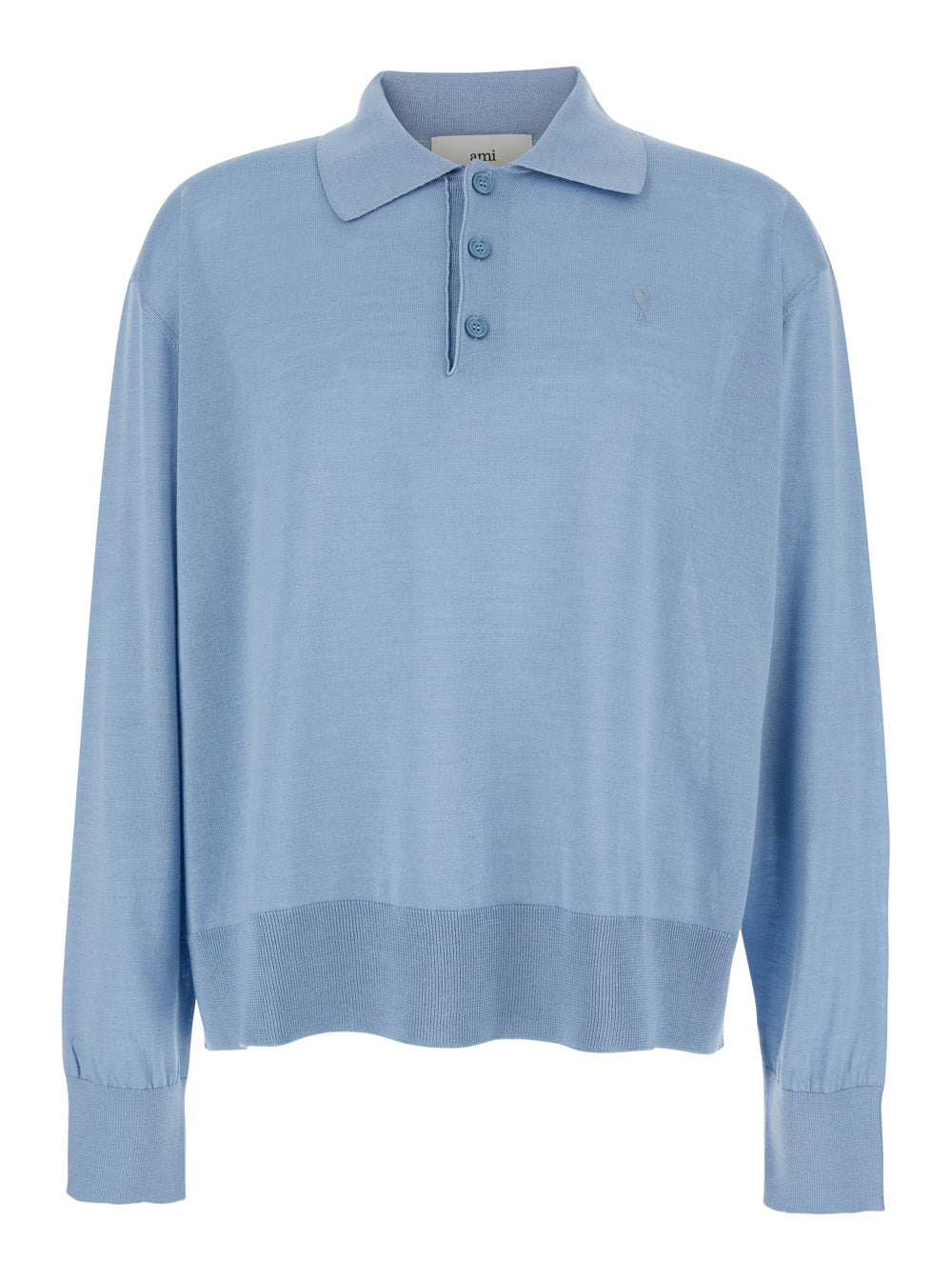 Light Blue Polo Shirt with Classic Collar and ADC Embroidery on the Front in Cotton Silk Man Tshirts