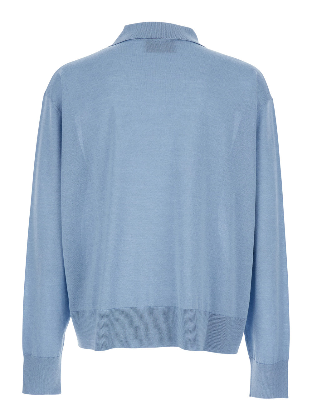 Light Blue Polo Shirt with Classic Collar and ADC Embroidery on the Front in Cotton Silk Man Tshirts