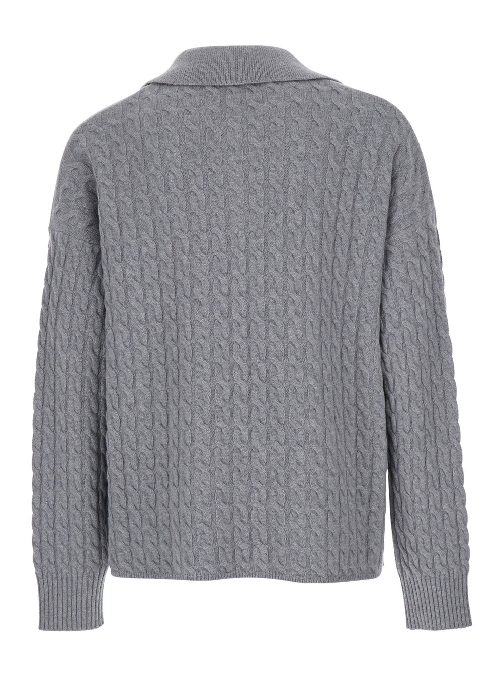 Grey Polo Shirt with Woven Design in Wool Man Tshirts And