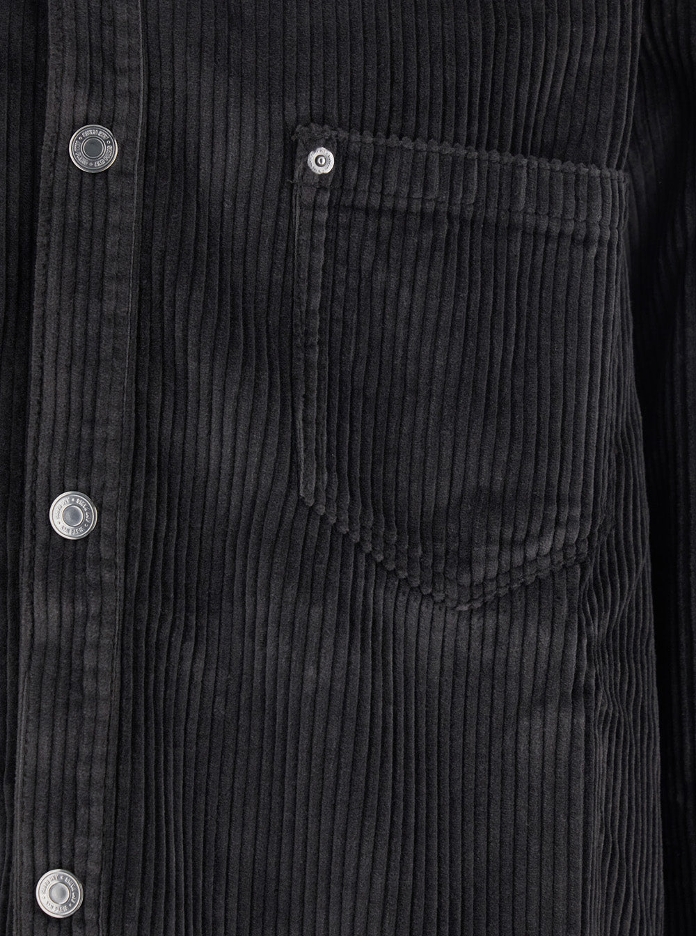 Black Shirt Jacket with Chest Pocket in Corduroy Man Outerwear