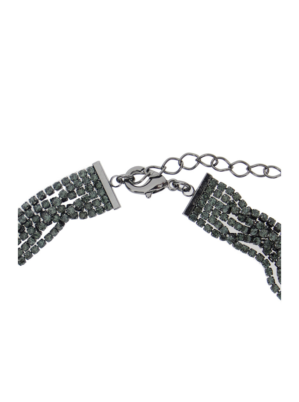Grey Necklace With Crystal Embellishment And Lobster Clasp Metal Woman Necklaces