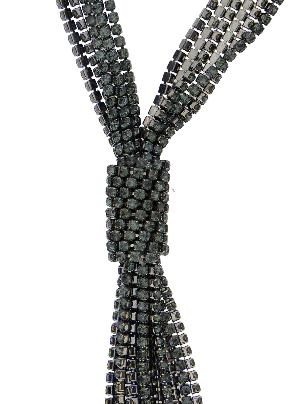 Grey Necklace With Crystal Embellishment And Lobster Clasp Metal Woman Necklaces