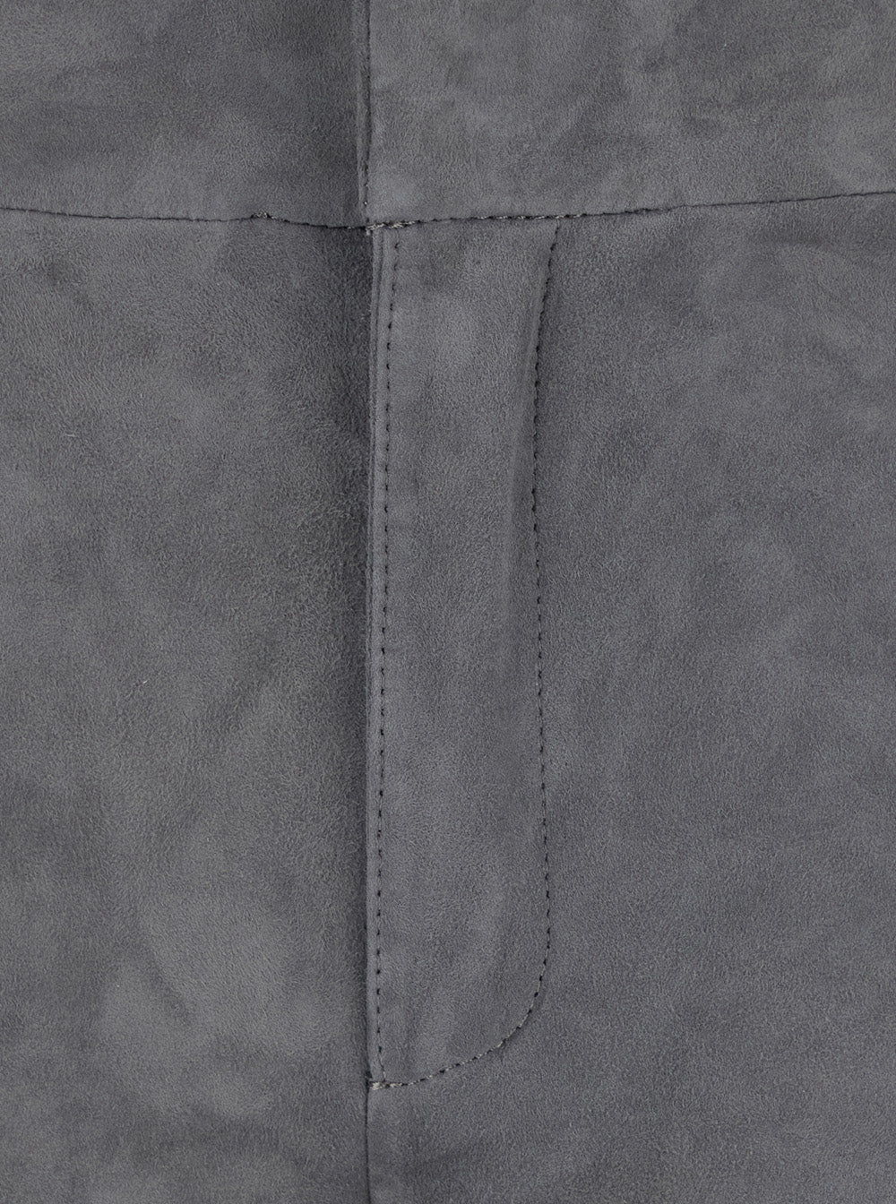 Grey Pants with Belt Loops in Suede Woman Lamb Trousers