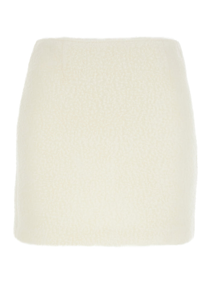 White Mini Skirt With Hidden Side Closure Fabric Woman