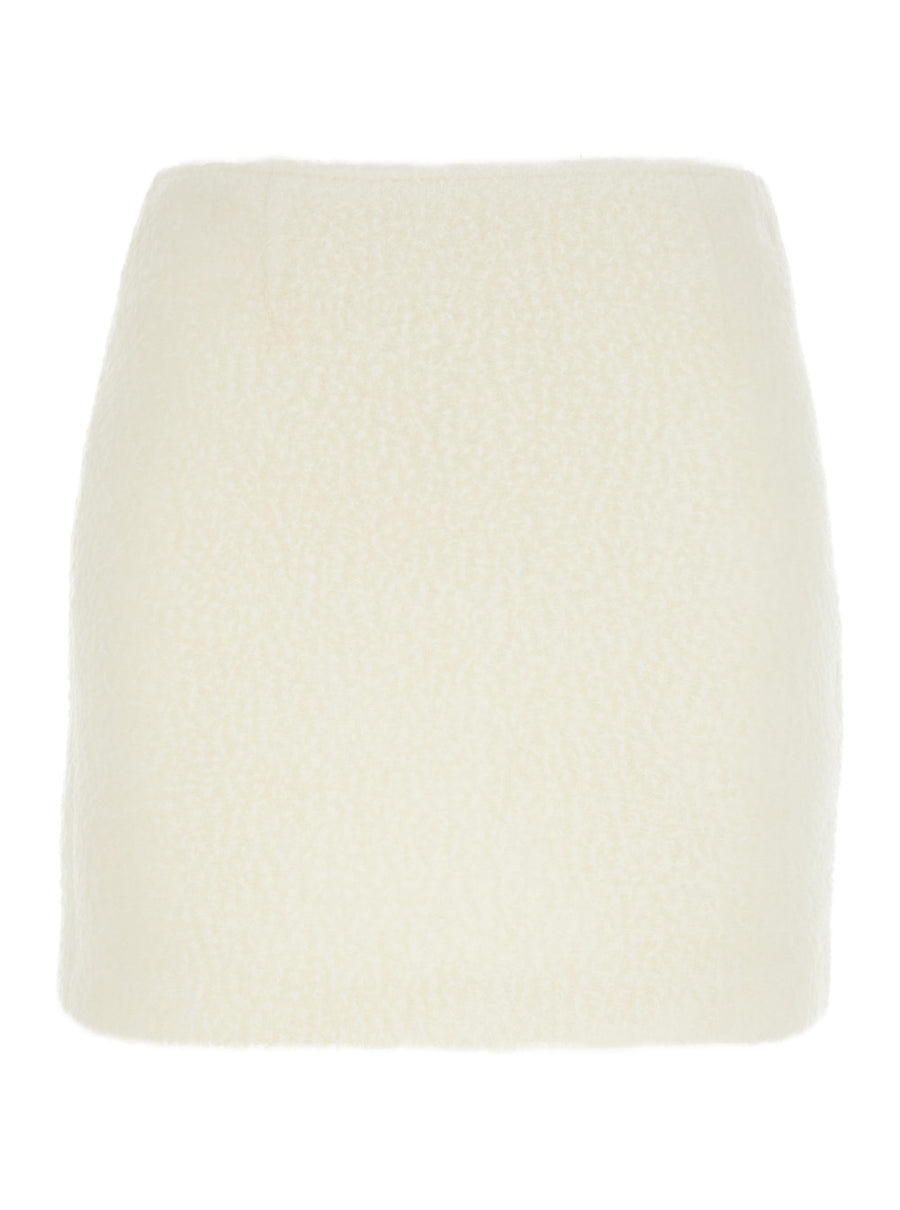White Mini Skirt With Hidden Side Closure Fabric