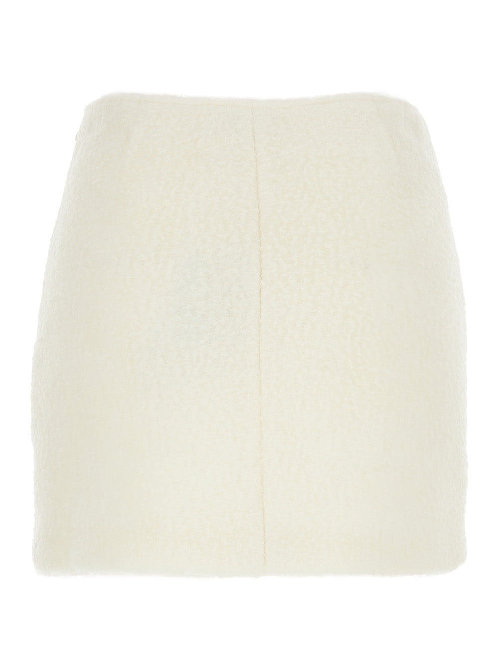 White Mini Skirt With Hidden Side Closure Fabric Woman