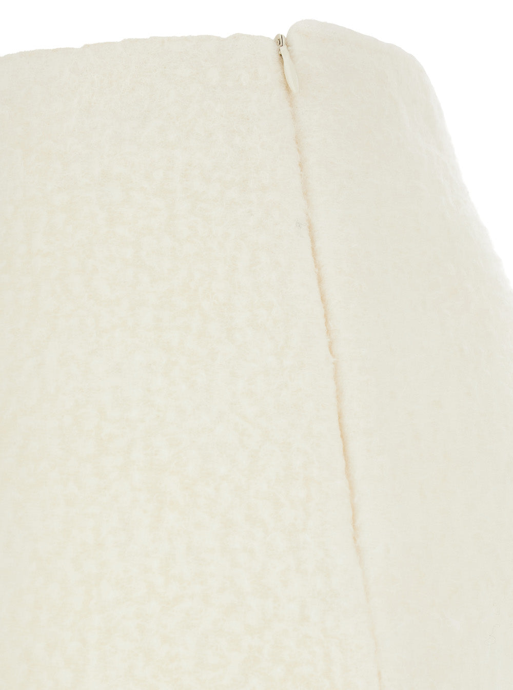 White Mini Skirt With Hidden Side Closure Fabric Woman