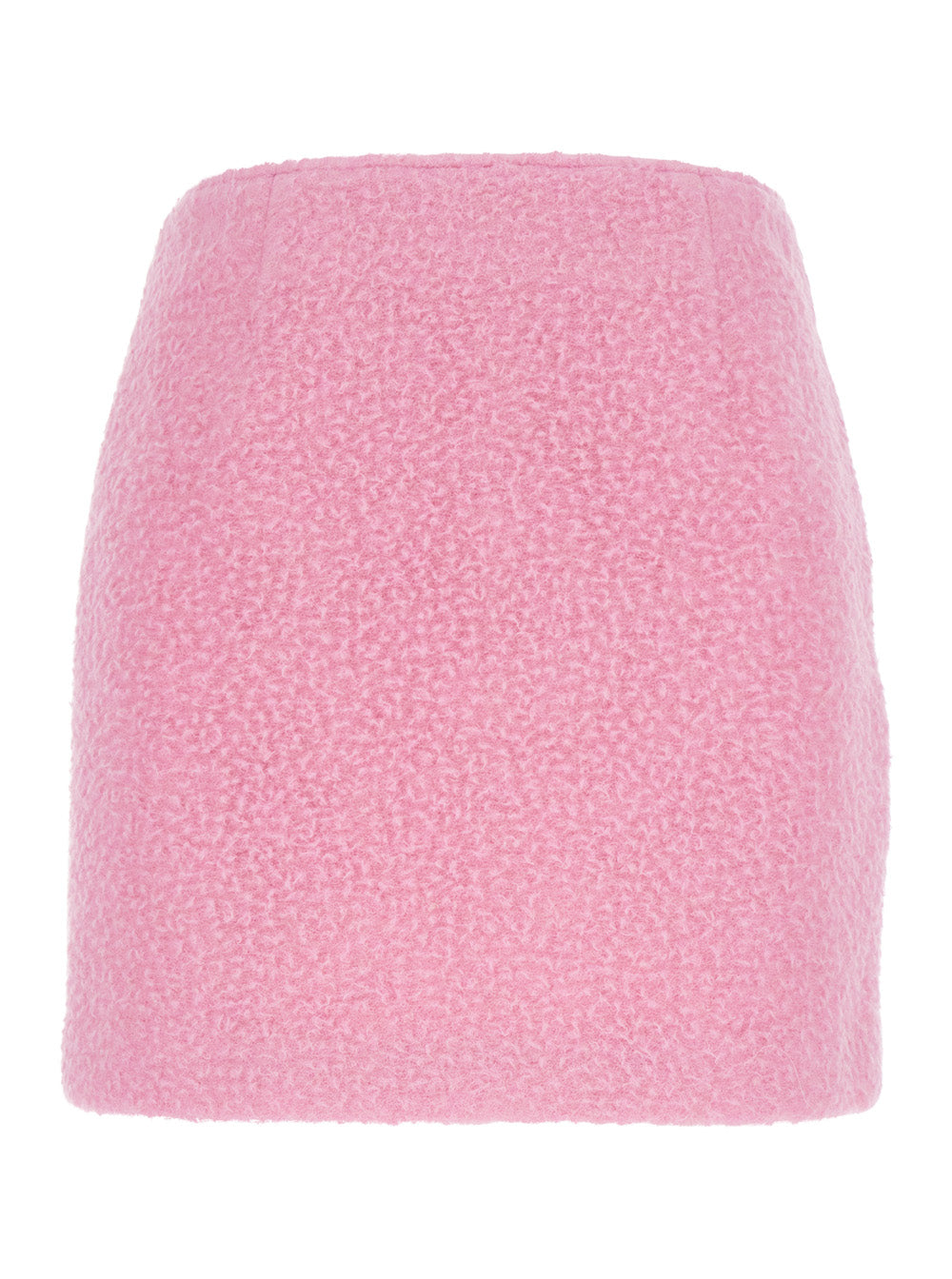 Pink Mini Skirt With Hidden Side Closure Fabric Woman