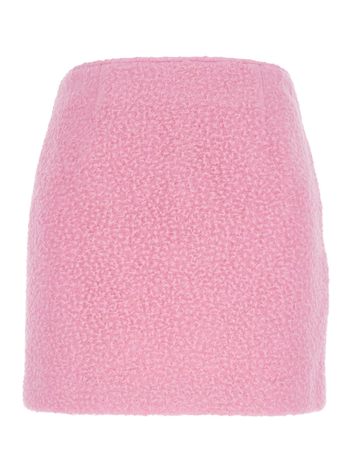 Pink Mini Skirt With Hidden Side Closure Fabric Woman