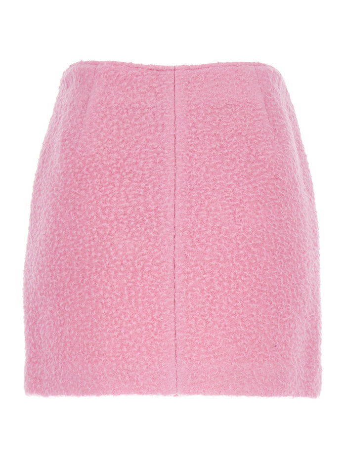 Pink Mini Skirt With Hidden Side Closure Fabric Woman